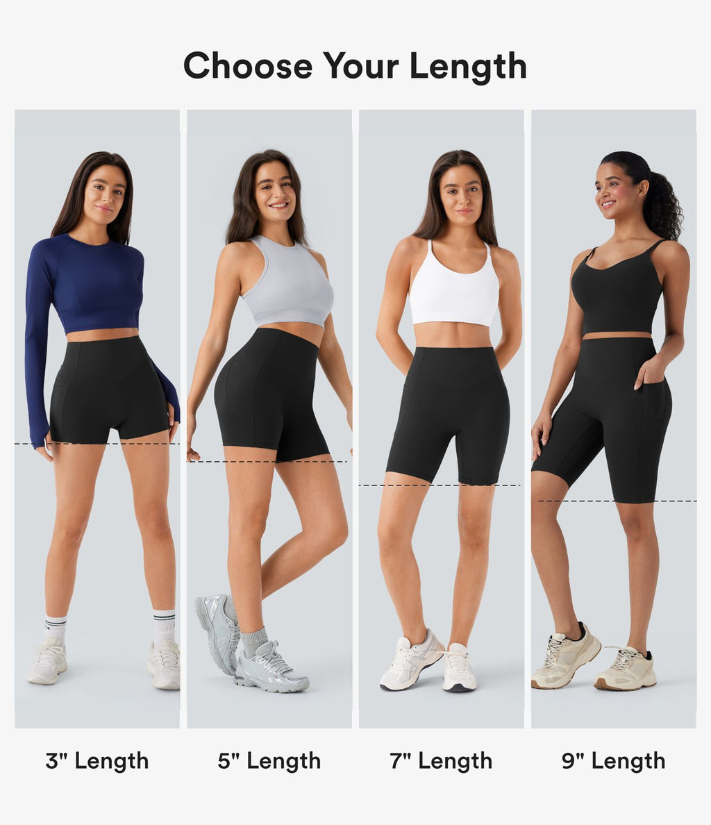 Short cycliste 12,5 cm d'entraînement gainant galbant taille haute avec effet scrunch et poches Halara UltraSculpt™