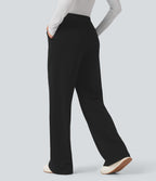 Pantalon tailleur droit taille haute avec poches
