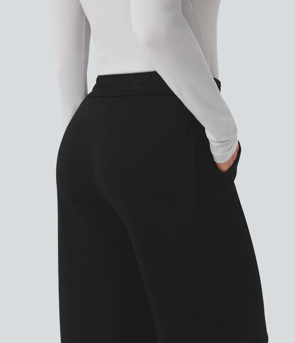 Pantalon tailleur droit taille haute avec poches