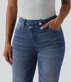 Jean 7/8 Halara Flex™ asymétrique casual taille haute avec poches