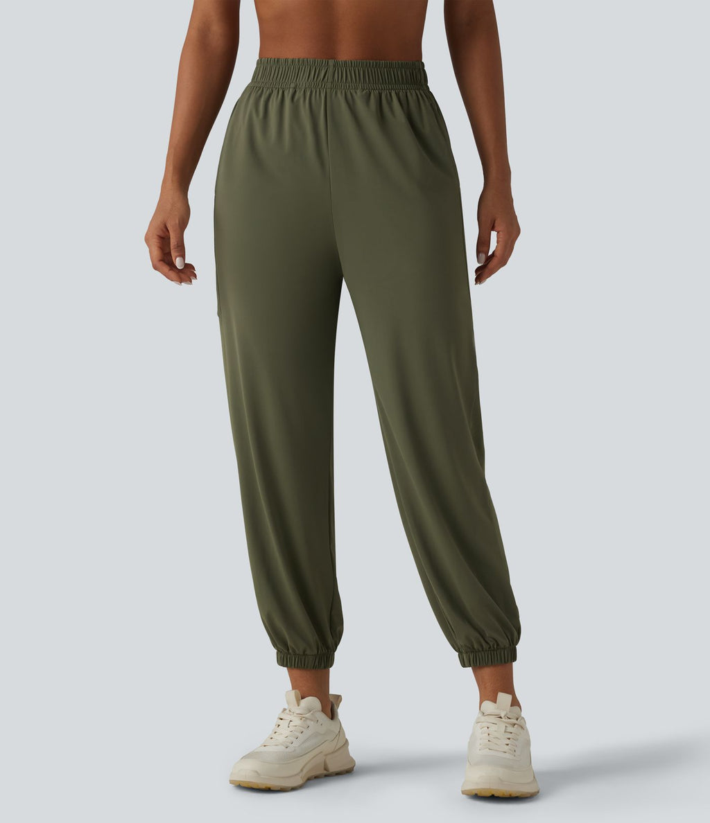 Jogging de sport taille haute en maille contrastée respirante avec poches - Protection solaire UPF50+