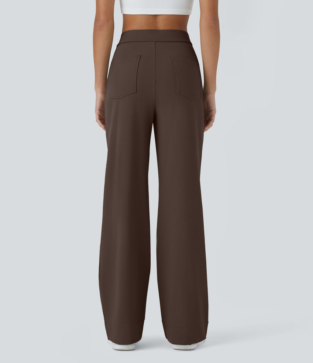 Pantalon taille haute coupe droite DayStretch avec poches