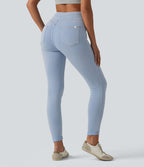 Legging 7/8 casual denim Halara Flex™ gainant taille haute avec poches
