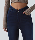 Jean Halara Flex™ taille haute en V évasé décontracté avec poches