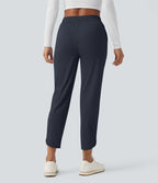 Pantalon de golf fuselé, taille mi-haute, cordon, ourlet courbé, séchage rapide, avec poches—UPF40+
