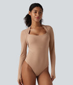 Body casual push-up ultra-extensible à manches longues avec passants pouces - Bonnet A/B