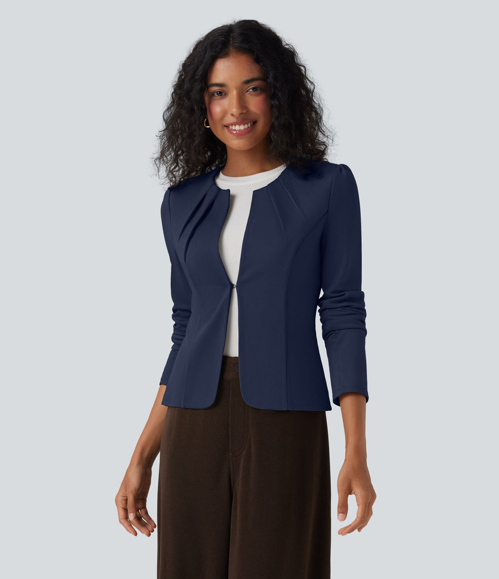 Blazer de travail col rond à agrafes