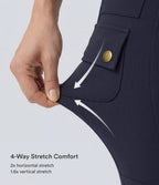 Pantalon cargo ajusté uni taille haute DayStretch avec poches zippées