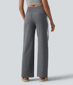 Pantalon droit taille haute à rayures séchage rapide avec poches