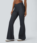 Halara Flex™ Jean Évasé Casual en Tricot Stretch Taille Haute avec Dos Croisé et Poches