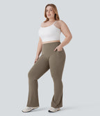 Pantalon de yoga à coupe bootcut gainant galbant taille haute grande taille avec effet scrunch et poches Halara UltraSculpt™