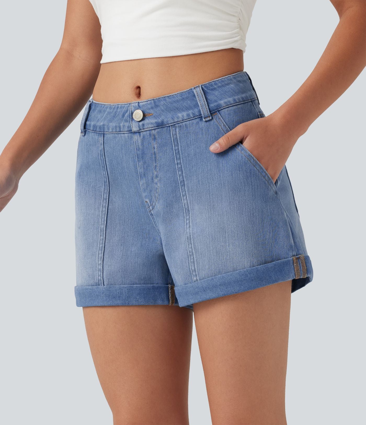 Short en jean Halara Flex™ taille basse décontracté 7,5 cm avec poches