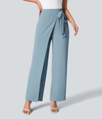 Pantalon Tailleur Large Fluide Taille Haute Fermeture Éclair Invisible