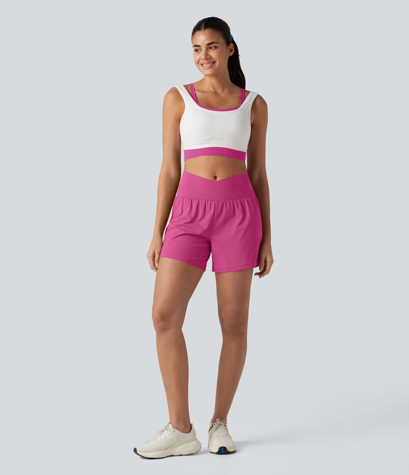Short de yoga SoftlyZero™ Airy croisé taille haute 2-en-1 effet frais InstantCool 12,5 cm avec poches