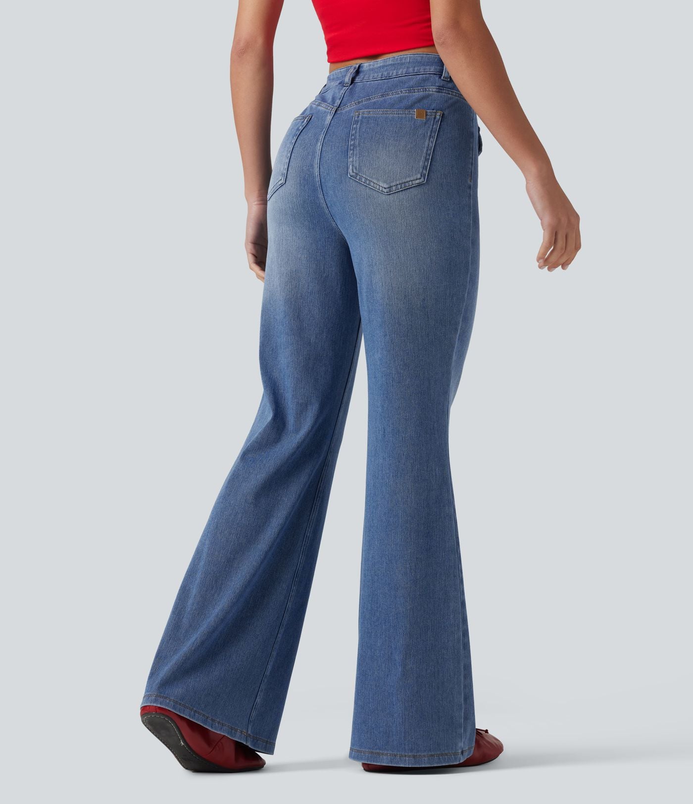 Jean évasé Halara Flex™ décontracté, taille moyenne, à poches