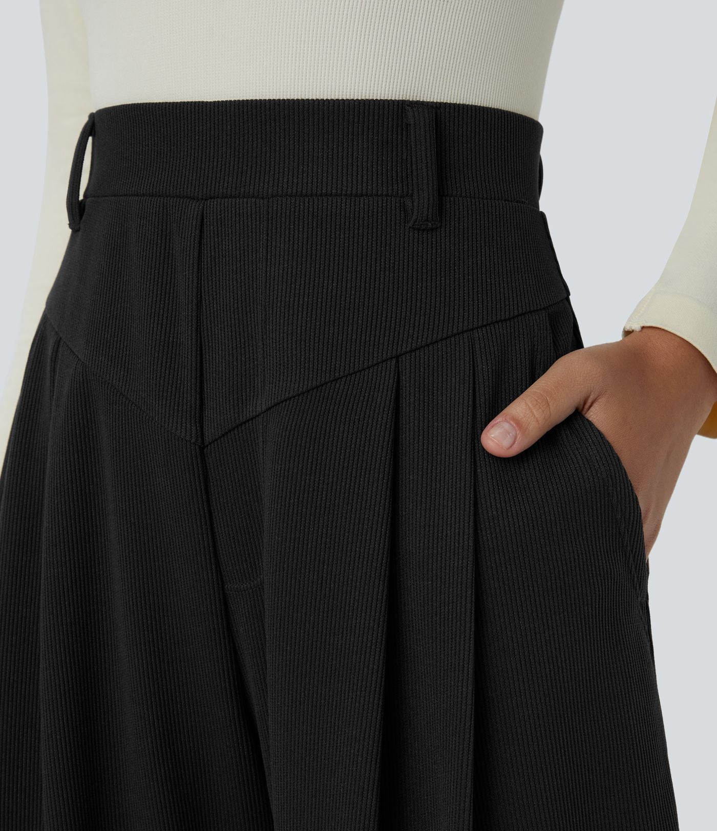 Pantalon de travail Halara Flex™ barrel côtelé, taille haute, avec poches
