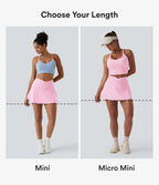 Jupe de tennis micro mini 2-en-1 SoftlyZero™ Airy taille haute croisée avec poche - UPF50+