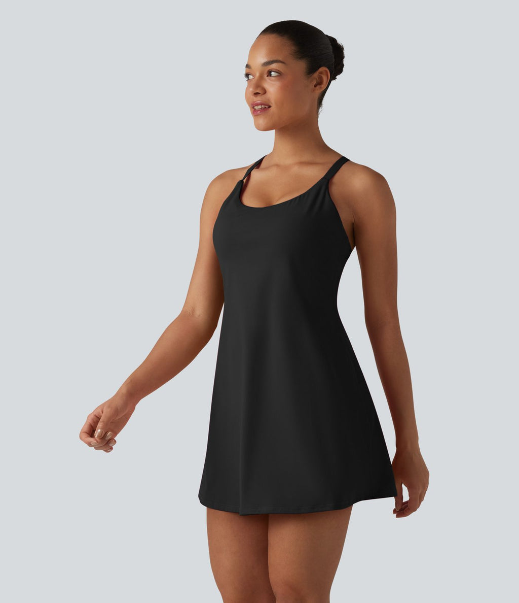 Robe de danse SoftlyZero™ Plush effet push-up dos nu avec bretelles réglables croisées et brassière intégrée bonnets E-G – Édition Easy Peasy