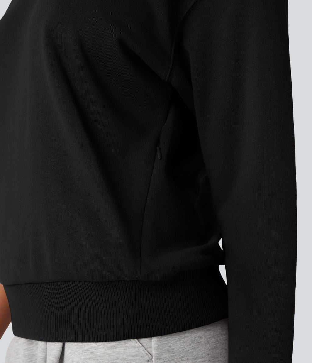 Sweat-shirt coton col rond manches longues avec poches