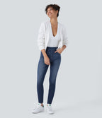 Jean skinny 7/8 décontracté taille mi-haute Halara Flex™ avec poches à enfiler