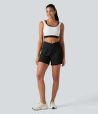 Short de yoga SoftlyZero™ Airy croisé taille haute 2-en-1 effet frais InstantCool 12,5 cm avec poches