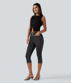 Halara Flex™ Jean slim casual capri taille haute avec fentes et poches