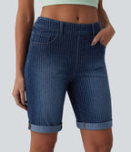 Short skinny casual en jean Halara Flex™ à rayures taille mi-haute avec ourlet retroussé et poches