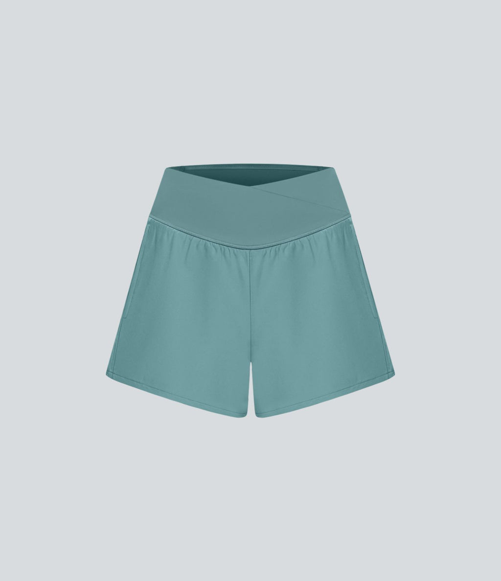 Breezeful™ Shorts 10cm Yoga Séchage Rapide 2 en 1 Taille Haute Poches Latérales Croisées
