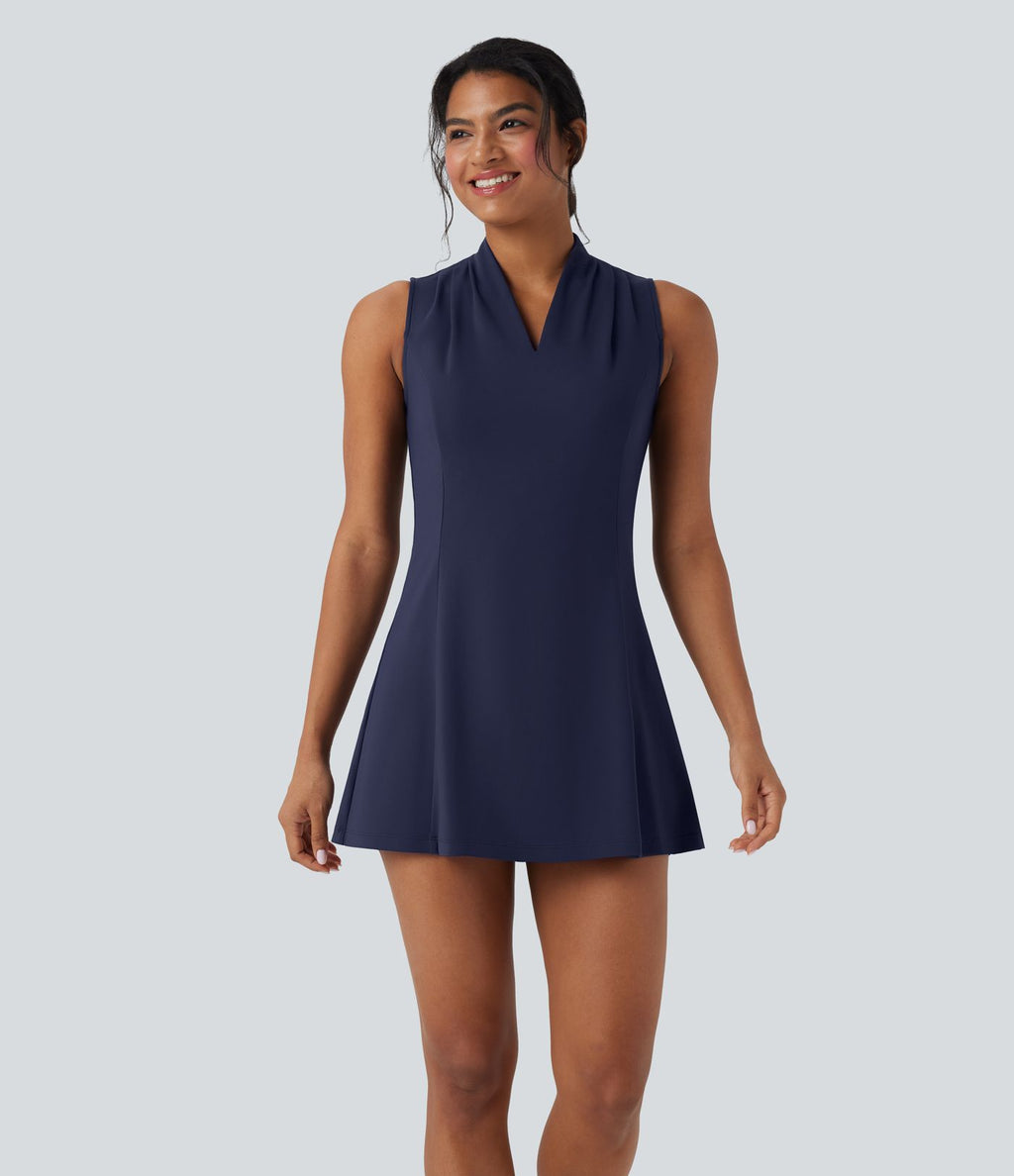 Robe de golf active courte SoftlyZero™ Plush col V sans manches 2 pièces avec poches
