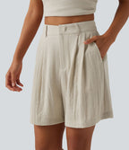 Short décontracté taille haute avec poches