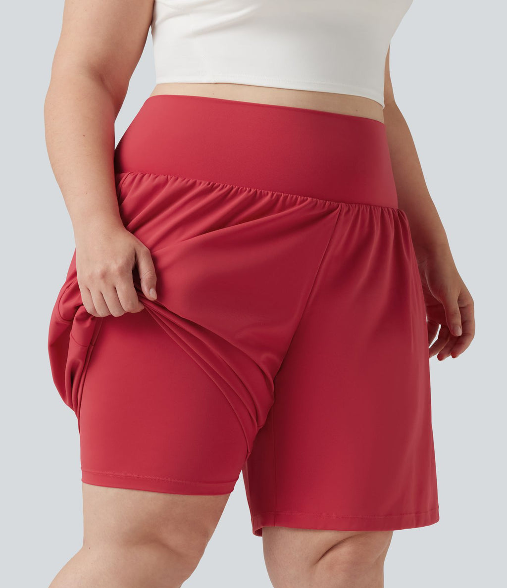 Short de yoga grande taille SoftlyZero™ Airy 2-en-1 taille très haute, à effet frais InstantCool, avec poches, 23 cm