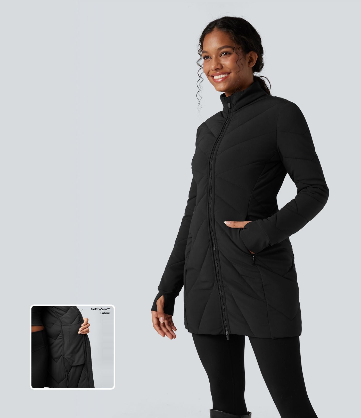 Doudoune PuffFlex col montant double zip avec passants pouces avec poches