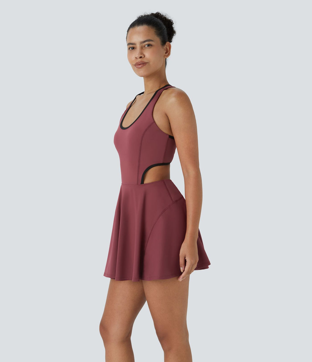 Robe de tennis mini SoftlyZero™ Airy dos nu avec bretelles croisées découpées et poches à effet frais InstantCool