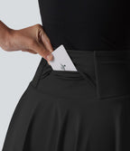 Jupe de tennis courte évasée 2-en-1 SoftlyZero™ Airy effet frais InstantCool taille haute avec poches, protection solaire UPF50+