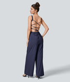 Breezeful™ Combinaison Casual Dos Nu Croisé avec Lacets et Poches Latérales à Séchage Rapide
