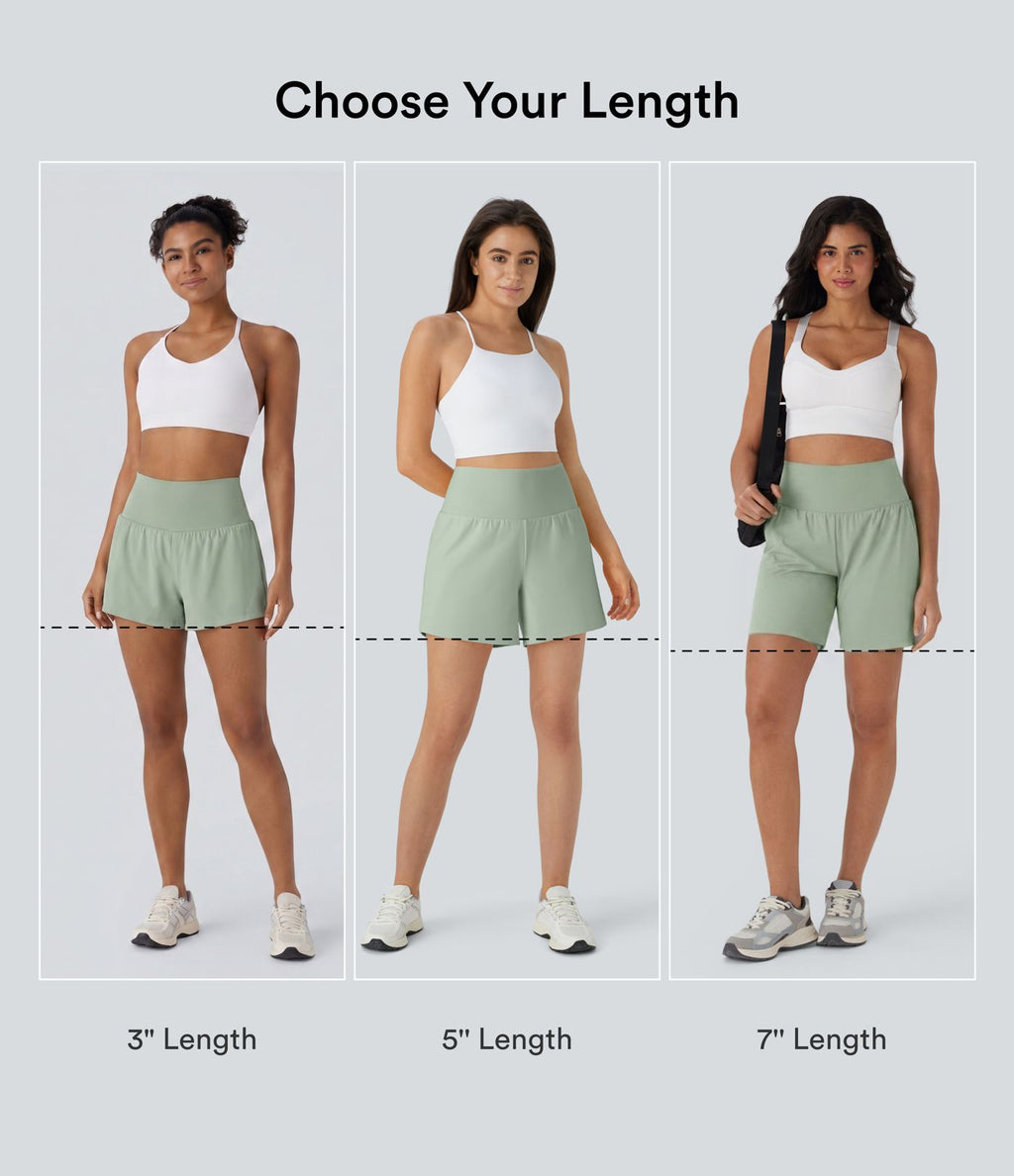 Short yoga 2-en-1 SoftlyZero™ Airy effet frais InstantCool taille très haute 12,5 cm avec poches, longueur allongée