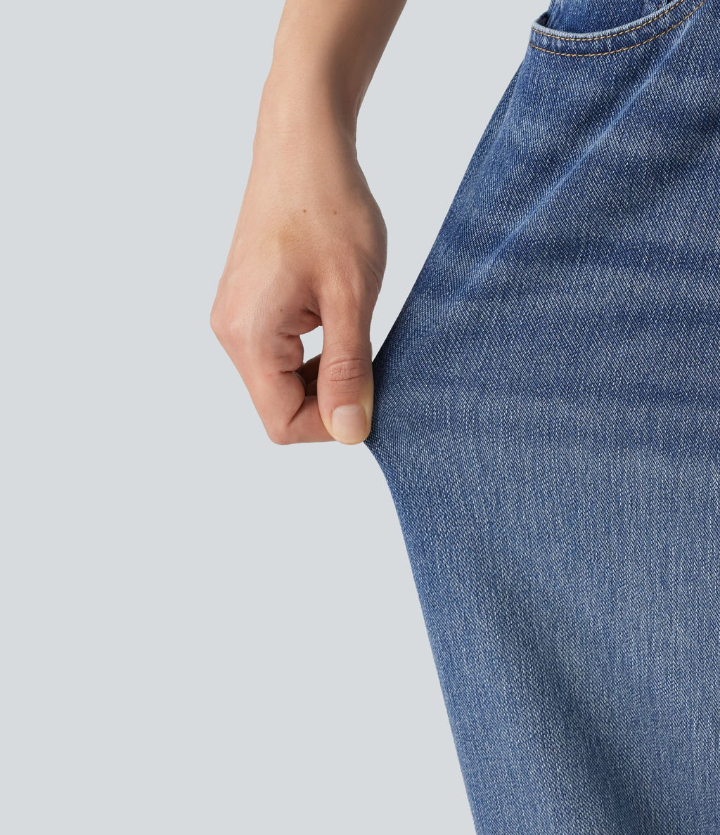 Halara Flex™ Jean barrel casual taille basse avec poches