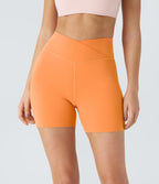 Softlyzero™ Plush Shorts 12,5cm Yoga Taille Haute Croisés Froncés