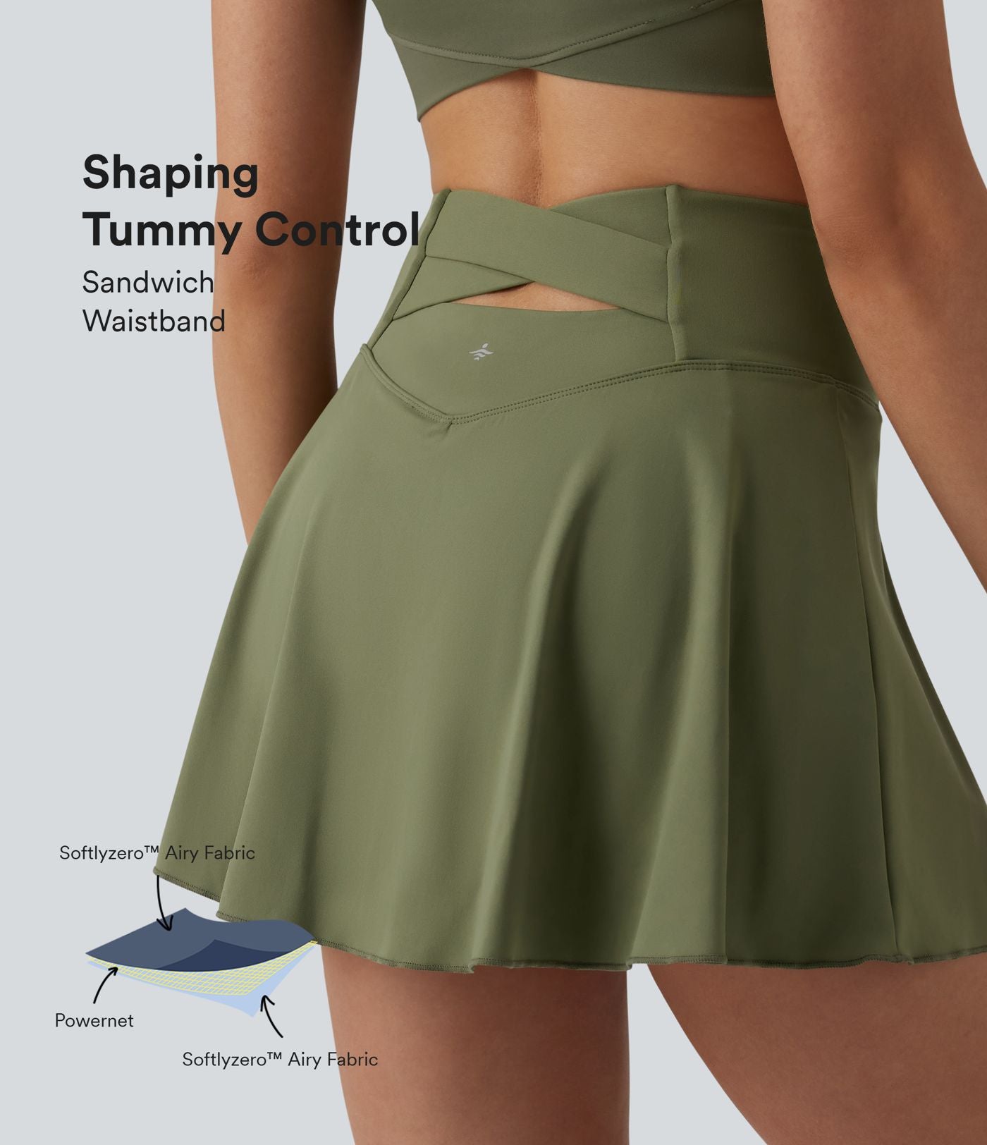 Jupe-short de tennis mini SoftlyZero™ Airy 2-en-1 gainante taille haute effet frais InstantCool avec poches, protection solaire UPF50+