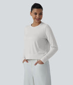 T-shirt casual col rond manches longues coupe ample