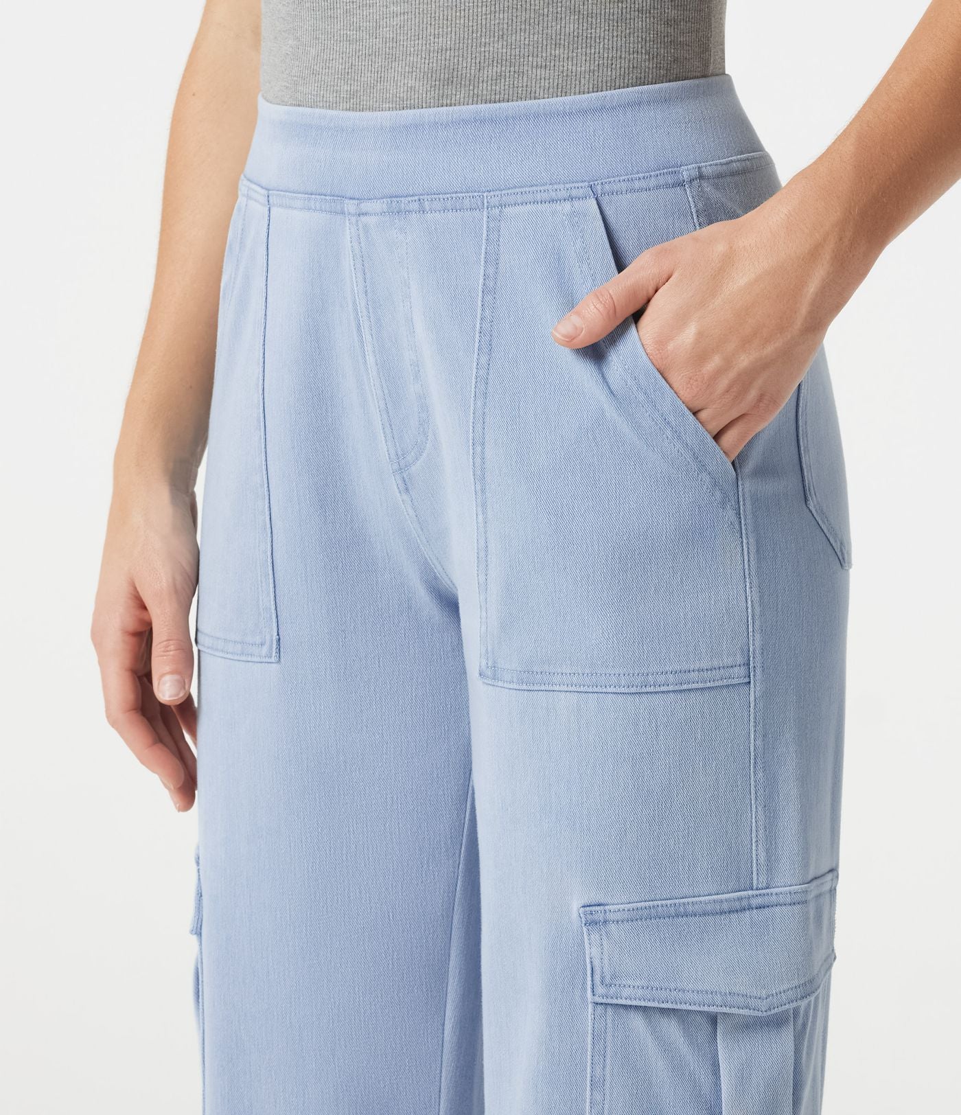 Jogging cargo casual en denim Halara Flex™ taille mi-haute avec poches