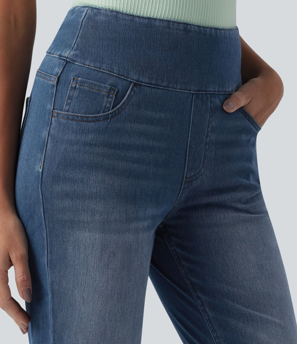 Halara Flex™ Jean 7/8 casual taille haute ventre plat à ourlet retroussé, avec poches