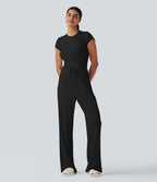 Pantalon d'intérieur taille moyenne avec cordon de serrage en maille côtelée avec poches