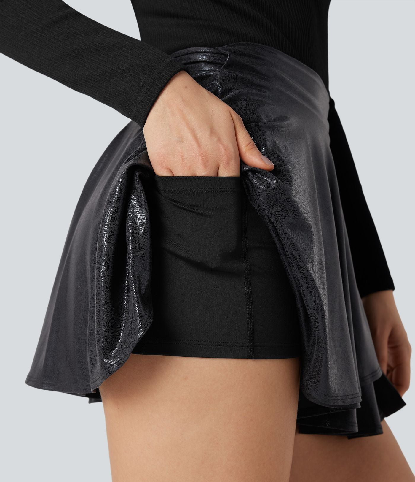Jupe extensible SoftlyZero™ tissu enduit imprimé métallique taille haute avec poches