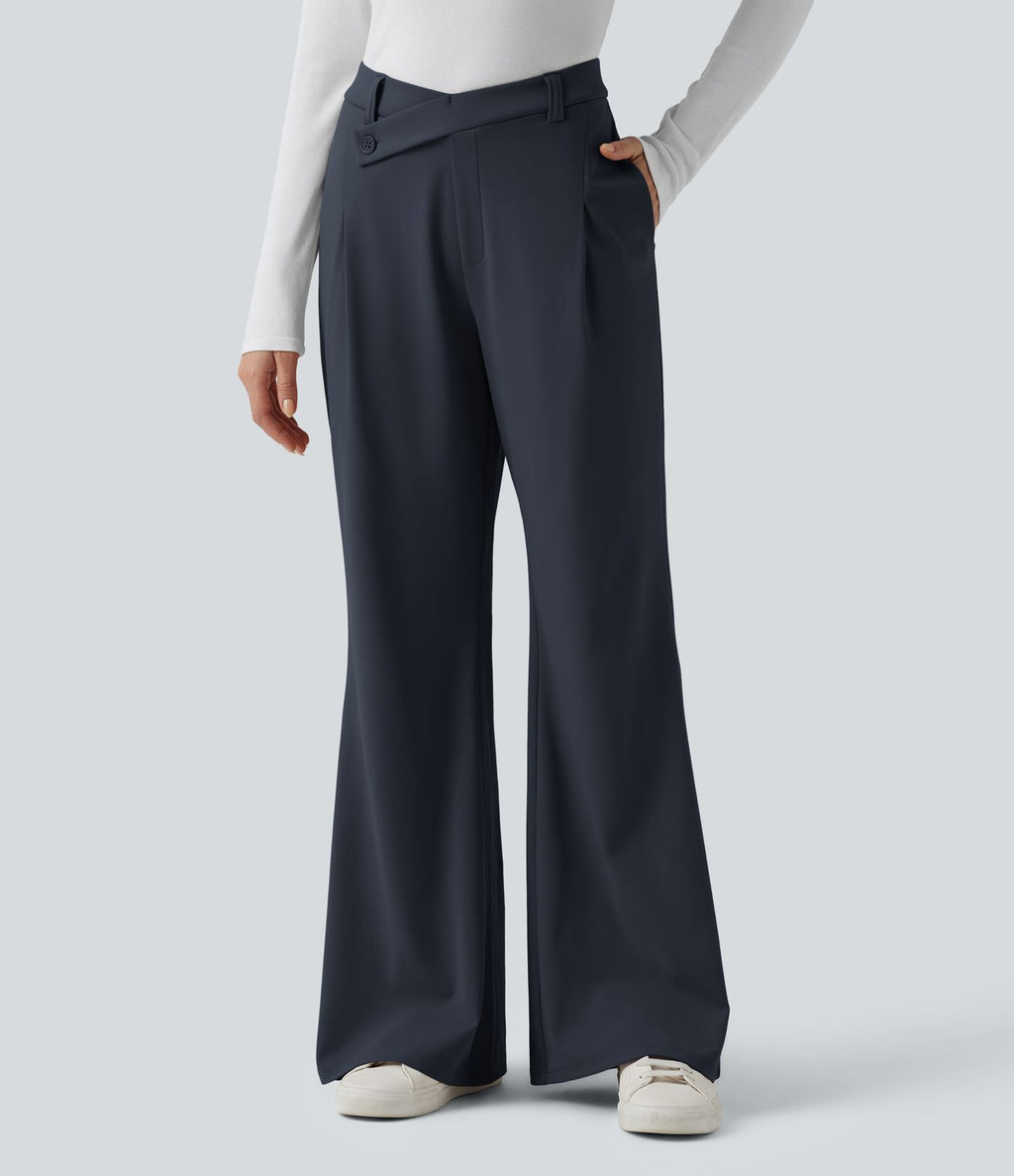 Pantalon tailleur évasé asymétrique taille haute Halara Flex™ DayStretch avec poches