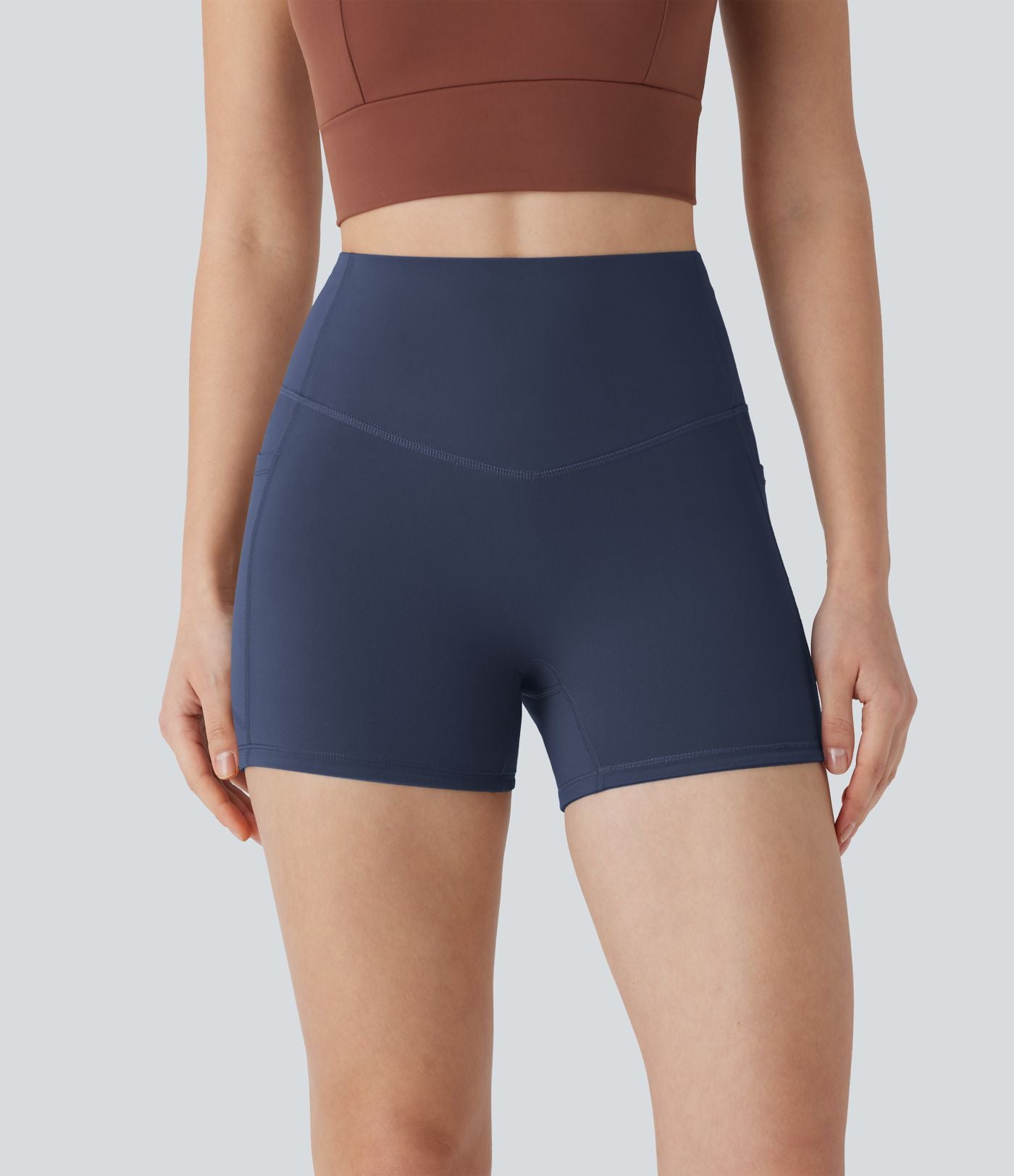 Short cycliste 7,5 cm d'entraînement gainant taille haute avec poches Halara UltraSculpt™