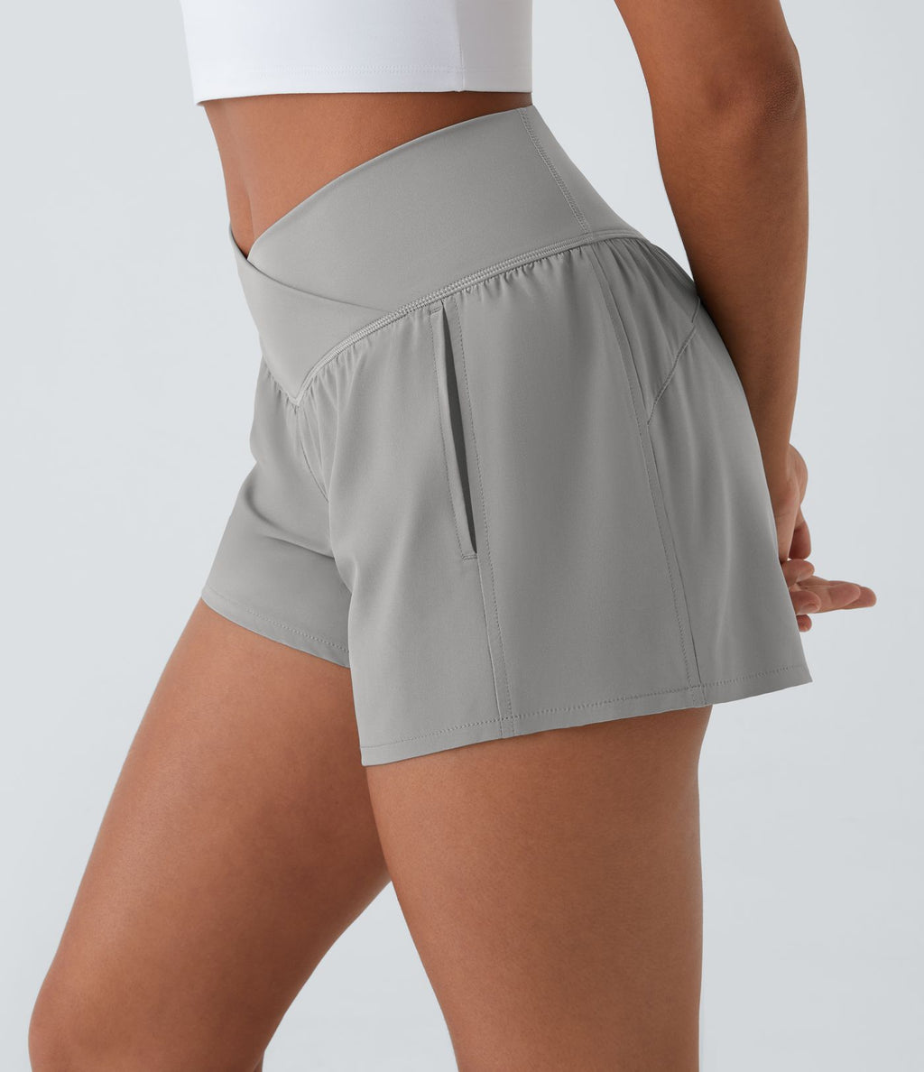 Breezeful™ Shorts 10cm Yoga Séchage Rapide 2 en 1 Taille Haute Poches Latérales Croisées