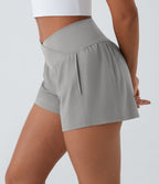 Breezeful™ Shorts 10cm Yoga Séchage Rapide 2 en 1 Taille Haute Poches Latérales Croisées