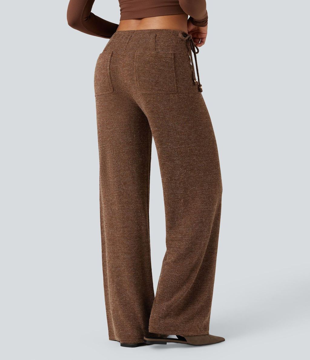 Pantalon large tricot effet sparkle avec poches
