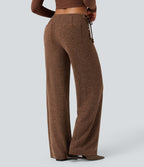 Pantalon large tricot effet sparkle avec poches